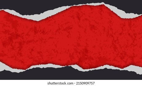 Black Paper Ripped Frame In Red Grunge Background