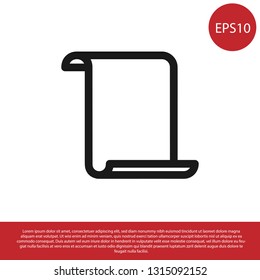 Black Paper scroll icon isolated on white background. Canvas scroll sign. Vector Illustration