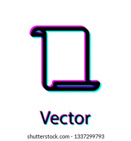 Black Paper scroll icon isolated on white background. Canvas scroll sign. Vector Illustration