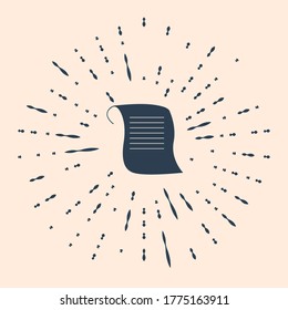Black Paper scroll icon isolated on beige background. Canvas scroll sign. Abstract circle random dots. Vector Illustration