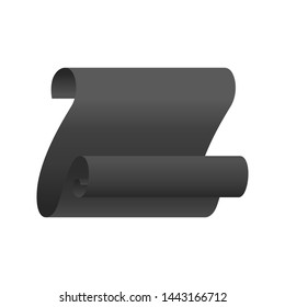 Black paper sheet scroll in isometric icon realistic