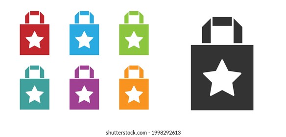 Black Paper shopping bag icon isolated on white background. Package sign. Set icons colorful. Vector Illustration