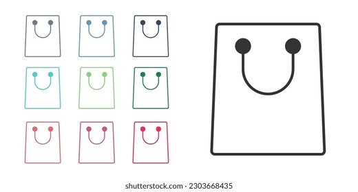 Black Paper shopping bag icon isolated on white background. Package sign. Set icons colorful. Vector