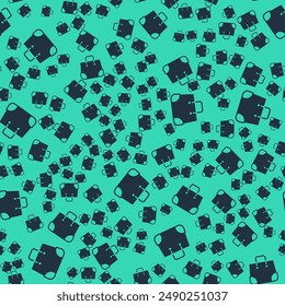 Black Paper shopping bag icon isolated seamless pattern on green background. Package sign.  Vector