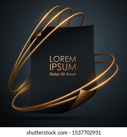 Black paper template with golden rings