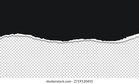 Black paper with torn edge and transparent background vector stock