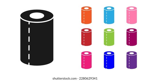 Black Paper towel roll icon isolated on white background. Set icons colorful. Vector