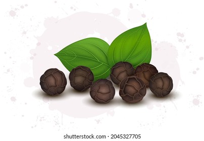 Black paper vector illustration with black pepper leaves