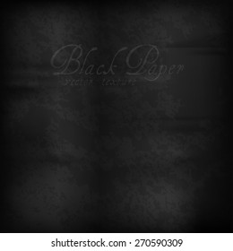 Black paper. Vector texture of old scratched matter.