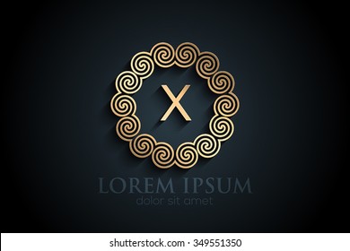 Black paper X monogram letter logo design alphabet collection