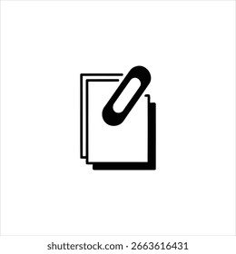 Um clipe de papel preto é anexado a dois documentos pretos empilhados em um plano de fundo branco.