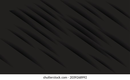 Black papercut background. Vector 3d illustration. Abstract geometric background. Layered paper shapes. Minimalist cover design