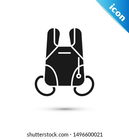 Black Parachute icon isolated on white background. Extreme sport. Sport equipment.  Vector Illustration