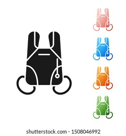 Black Parachute icon isolated on white background. Extreme sport. Sport equipment. Set icons colorful. Vector Illustration