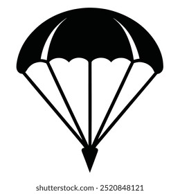 Ícone Vetor De Silhueta De Paraquedas Preto.