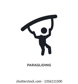 black paragliding isolated vector icon. simple element illustration from sport concept vector icons. paragliding editable logo symbol design on white background. can be use for web and mobile