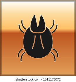 Black Parasite mite icon isolated on gold background.  Vector Illustration