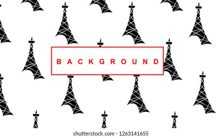 Black Paris Eiffel Tower Background Pattern for Template, Shirt, and Design. Vector, Illustration, Hand Drawn and Doodle. EPS10