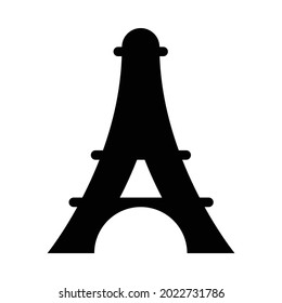 Black Paris icon vector illustration isolated on white background. Silhouette of the Eiffel tower.