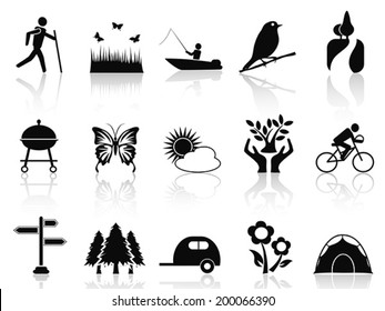 black park and garden icons set