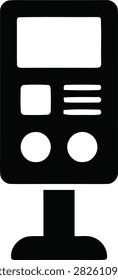 Black parking meter icon isolated on white background. Vector illustration of a street parking payment terminal for urban traffic and vehicle management.
