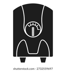Black parking meter icon with white lines and dial on white background icon