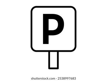 Ícone de sinal de estacionamento preto no fundo branco
