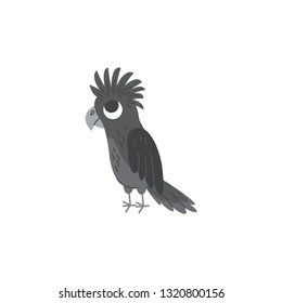 black parrot cartoon vector on a white background