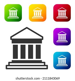 Black Parthenon from Athens, Acropolis, Greece icon isolated on white background. Greek ancient national landmark. Set icons in color square buttons. Vector
