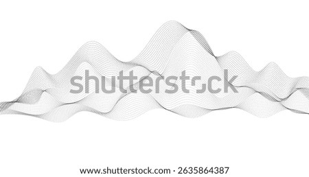 black particle Abstract wave vector horizon on a white background geography grid