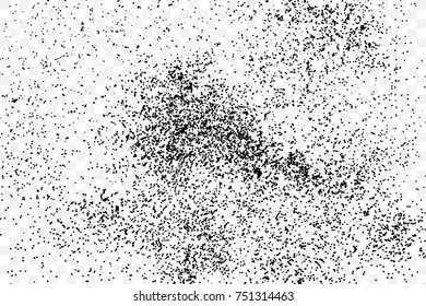 Black particles explosion isolated on transparent background. Abstract dust glitter overlay texture for holiday cards and flyers design. Dotted surface effect. Vector.