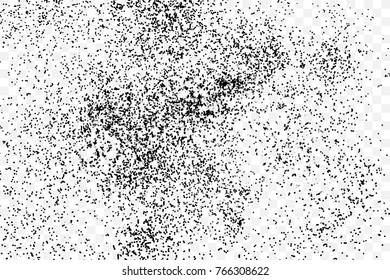 Black particles explosion isolated on transparent background. Abstract dust glitter overlay texture for holiday cards and flyers design. Dotted surface effect. Vector.