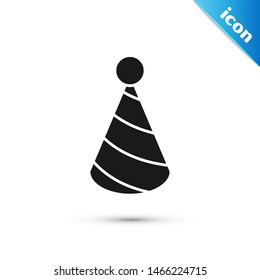 Black Party hat icon isolated on white background. Birthday hat.  Vector Illustration