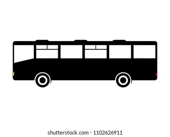 Black passenger bus. Isolated silhouette on white background. Vector image.