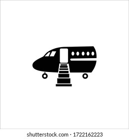 Black Passenger ladder for plane boarding icon