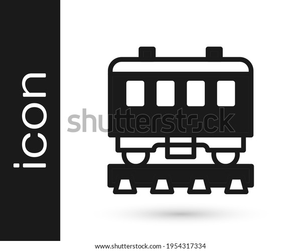 Black Passenger train cars icon\
isolated on white background. Railway carriage. \
Vector