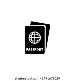 Iconos de pasaporte negros que simbolizan documentos de viaje.