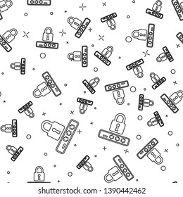 Black Password protection and safety access icon isolated seamless pattern on white background. Lock icon. Security, safety, protection, privacy concept. Vector Illustration