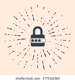 Das Symbol für Schutz und Sicherheit des Passworts, einzeln auf beigem Hintergrund. Sperrsymbol. Sicherheit, Sicherheit, Schutz, Datenschutz Abstrakte Kreis Zufallspunkte. Vektorgrafik
