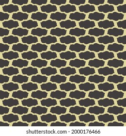 Black patches on ecru background. Mesh or grid textile pattern.