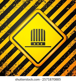 Black Patriotic American top hat icon isolated on yellow background. Uncle Sam hat. American hat independence day. Warning sign. Vector Illustration