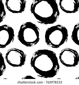 Black pattern with abstract circles made with ink