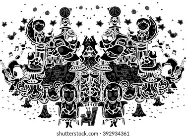 black pattern art of imagination line art design. abstract vector