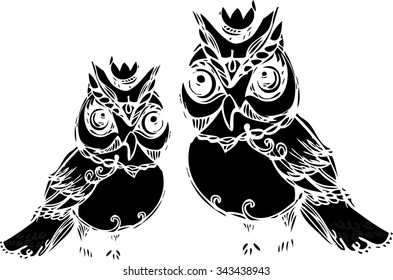 black pattern art of imagination owl design