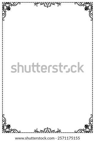 Black pattern frame, abstract vintage border on white background