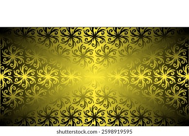 A black pattern with a golden gradient lighting effect in the center. This classic motif provides an exclusive feel, making it ideal for elegant and premium design purposes.