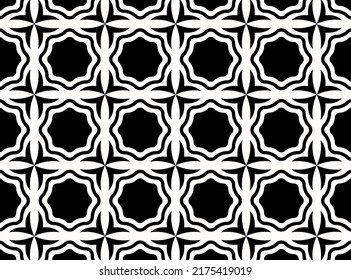 The black pattern has geometric shapes. Modern texture decoration background. Vector, 2022-2023