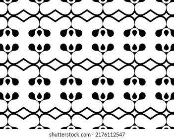 The black pattern has geometric shapes. Modern texture decoration background. Vector, 2022-2023