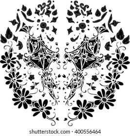 black pattern of imagination flower design