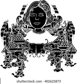 black pattern of imagination line art design
